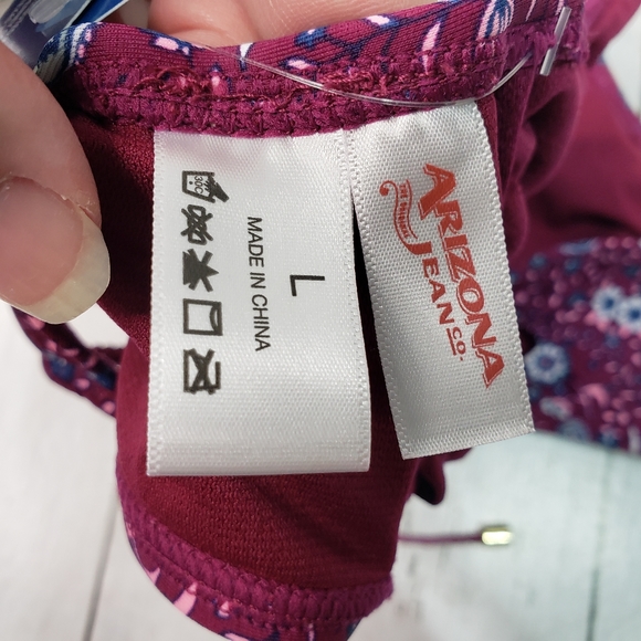 New! Arizona Jean Co Bikini Swim Top Wine Floral - Picture 6 of 6